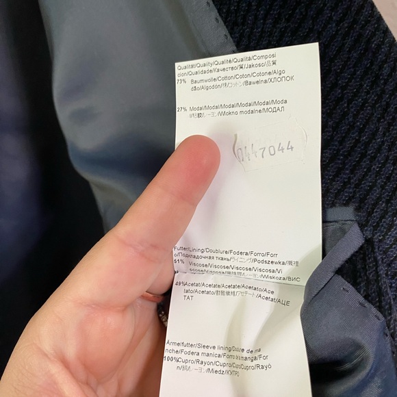 HUGO BOSS blue and black cotton and modal 2 button velvet blazer work career 44R - Picture 7 of 11